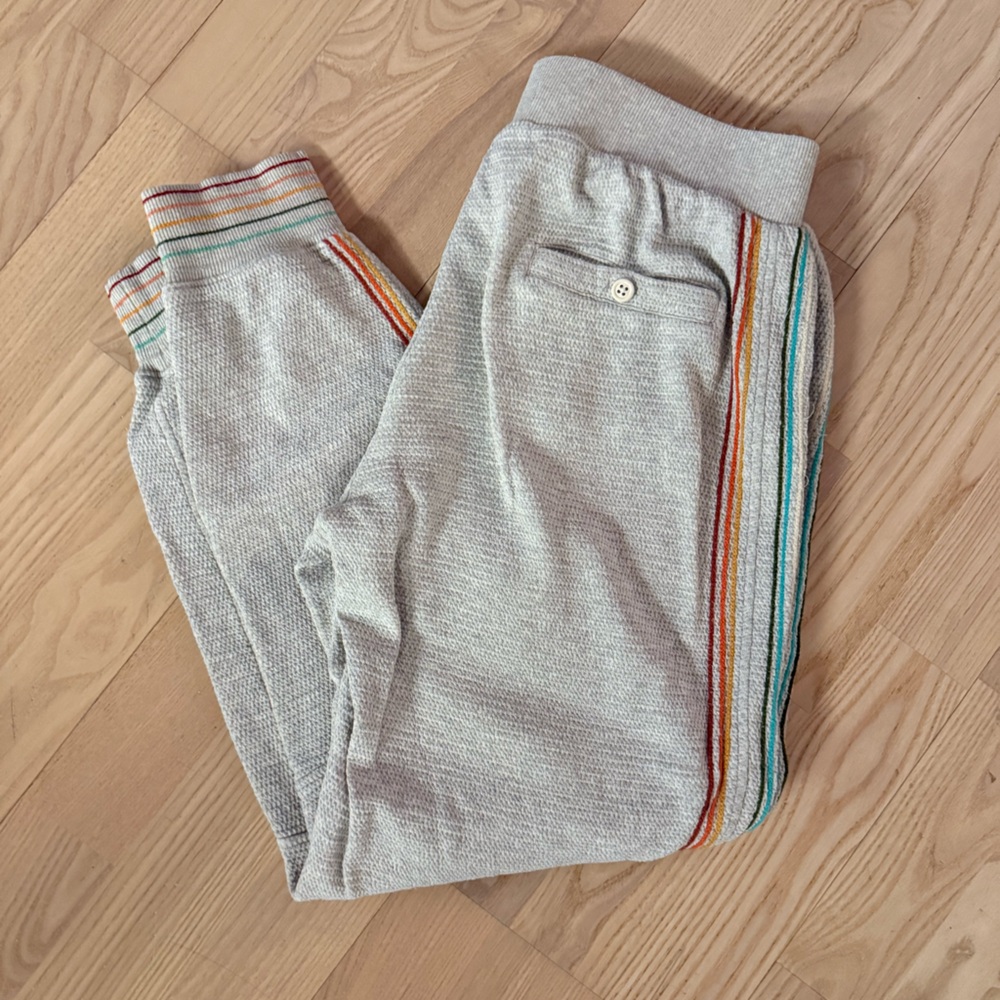 Faherty Gray Pajama Pants with Colorful Stripes